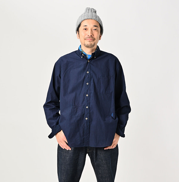 Indigo Batiste 908 Ocean Button Down Shirt Male Model