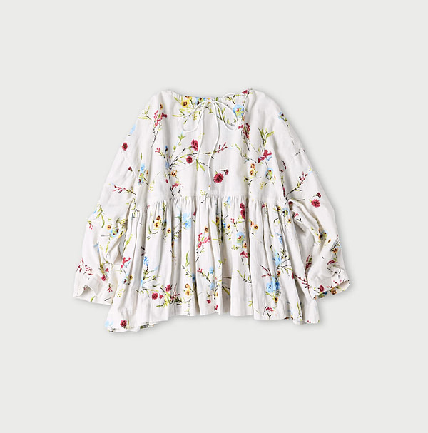 Indian Khadi Next to Spring Print Gathered Blouse Back