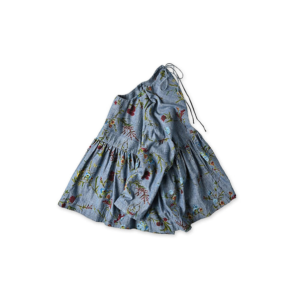 Indian Khadi Dungaree Next to Spring Print Gathered Blouse