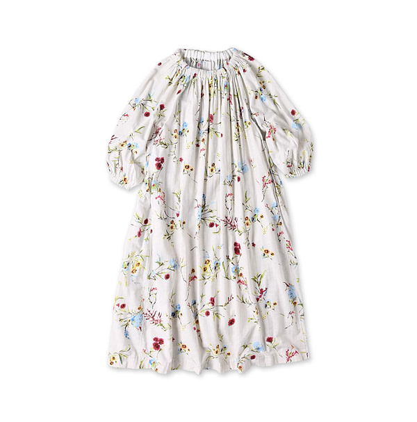 Indian Khadi Next to Spring Print Gathered Dress Kinari