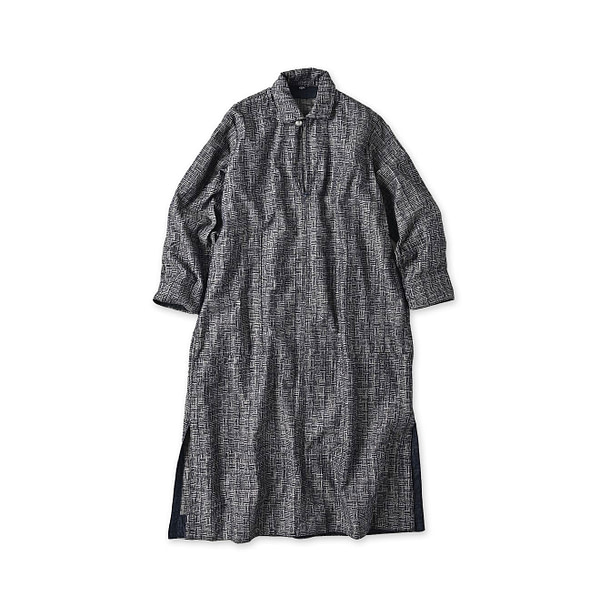 Indigo Basket Pattern Jacquard Dress Nou