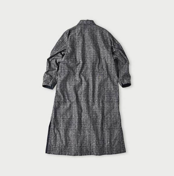 Indigo Basket Pattern Jacquard Dress Back