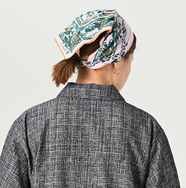 Indigo Basket Pattern Jacquard Dress Detail