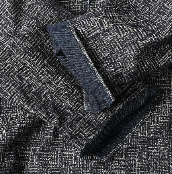 Indigo Basket Pattern Jacquard Dress Detail