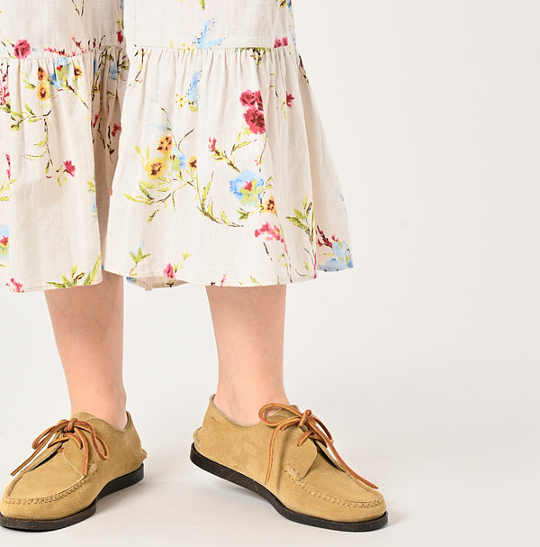 Indian Khadi Next to Spring Print Rapper Pants Detail