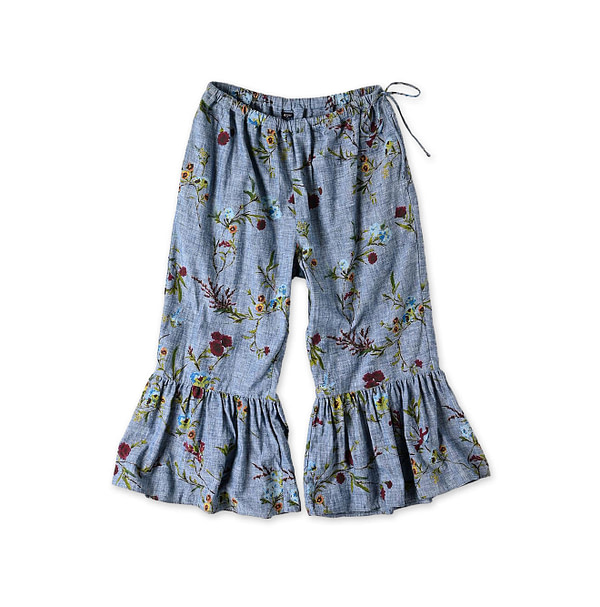 Indian Khadi Dungaree Next to Spring Print Rapper Pants