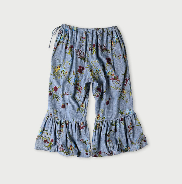 Indian Khadi Dungaree Next to Spring Print Rapper Pants Back