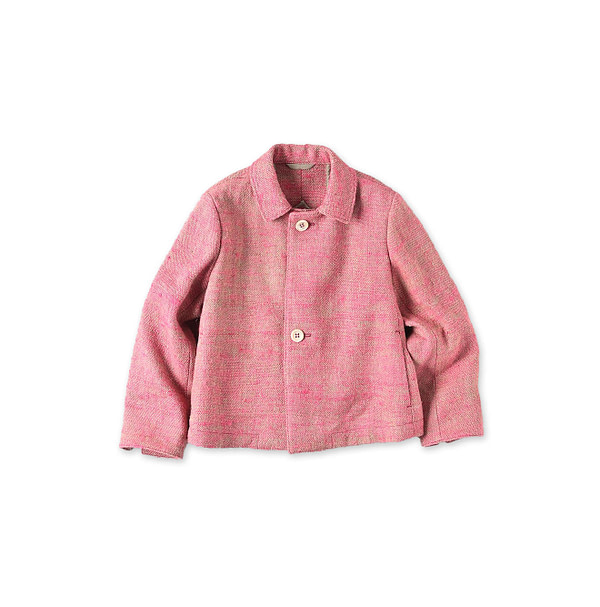 Indian Linen Silk Tweed Square Jacket Pink