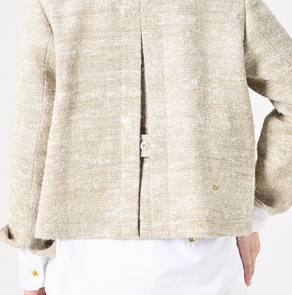 Indian Linen Silk Tweed Square Jacket Detail