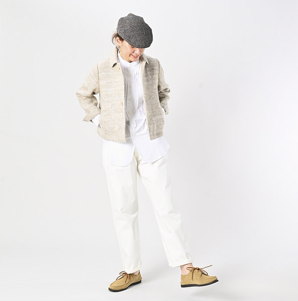 Indian Linen Silk Tweed Square Jacket Female Model