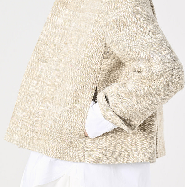 Indian Linen Silk Tweed Square Jacket Detail