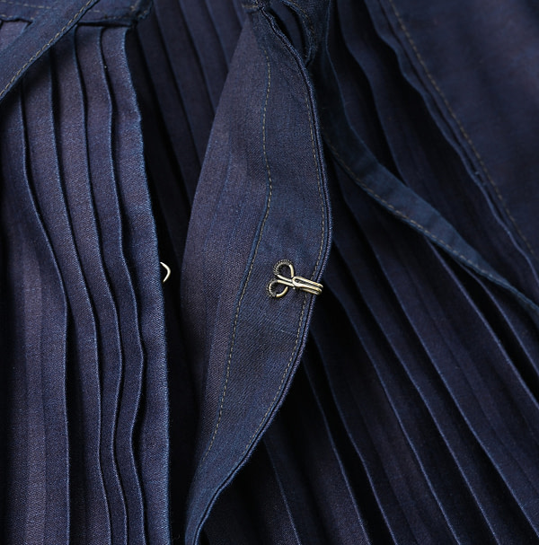 Indigo Chestnut Satin Smock Blouse Detail