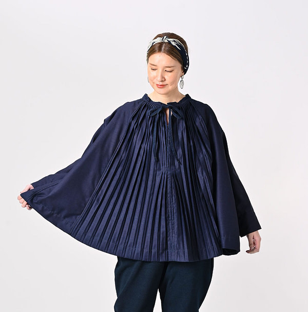 Indigo Chestnut Satin Smock Blouse Female Model