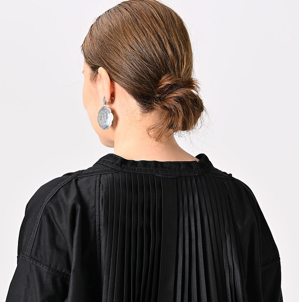 Chestnut Satin Pleats Smock Blouse Detail