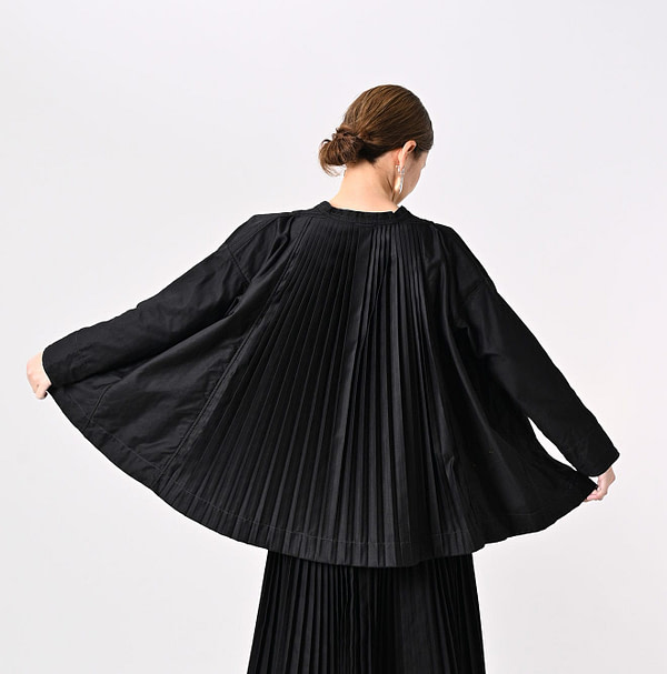 Chestnut Satin Pleats Smock Blouse Female Model
