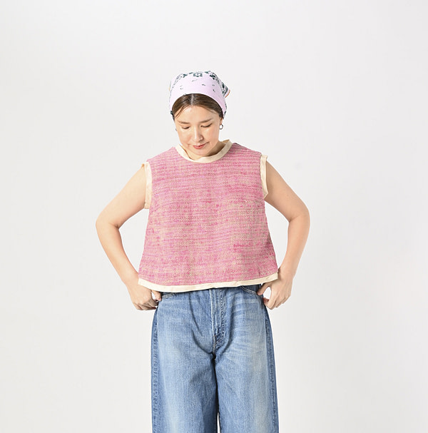 Indian Linen Silk Tweed Camisole Female Model