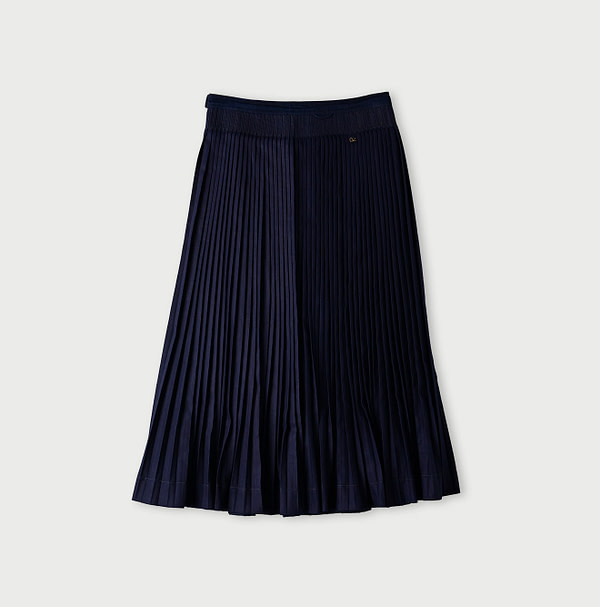 Indigo Chestnut Satin Pleats Skirt Back
