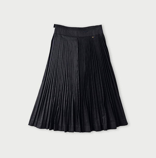 Chestnut Satin Pleats Skirt Back
