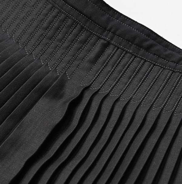 Chestnut Satin Pleats Skirt Detail