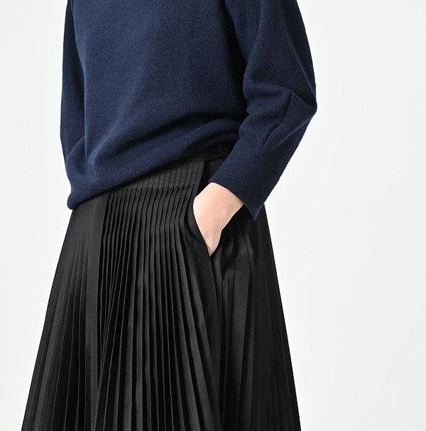 Chestnut Satin Pleats Skirt Detail