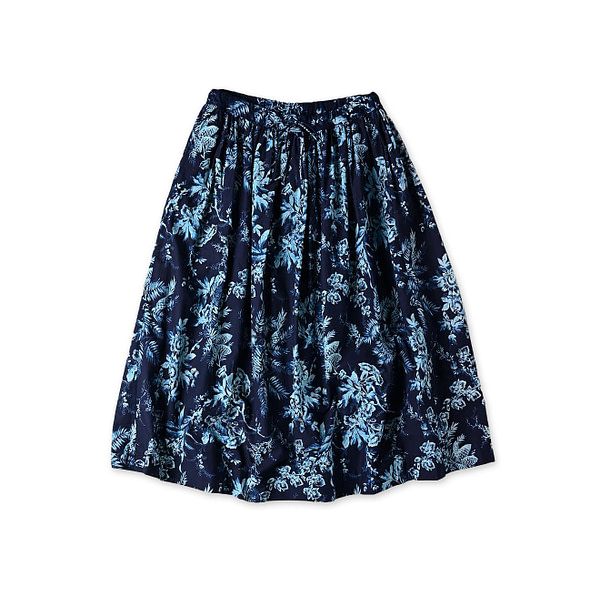 Indigo Hira Lapis Print Skirt Indigo Discharge Print