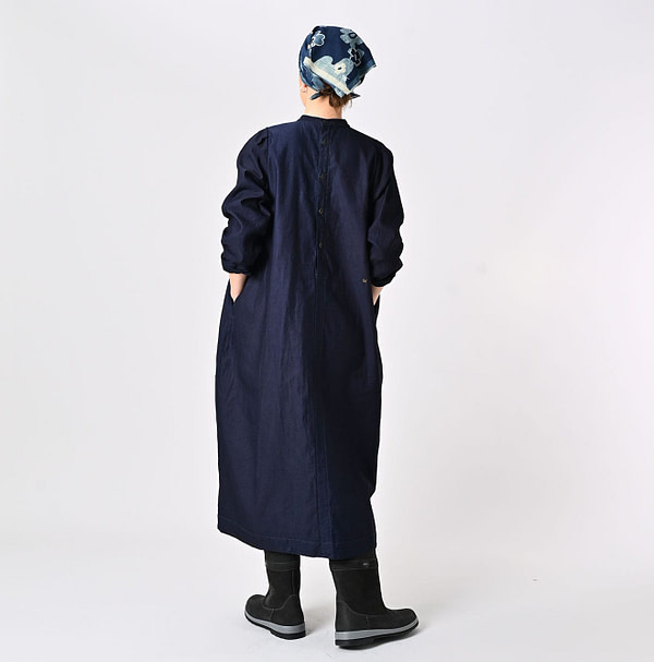 Indigo Chestnut Satin Tuck Dress Female Model