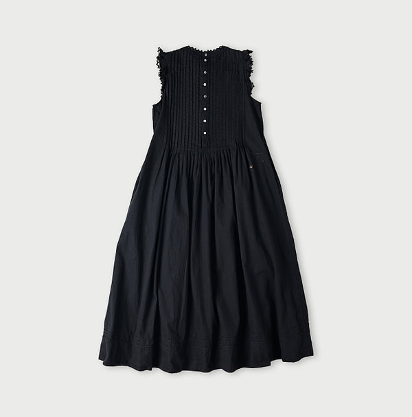 Dobby Stripe Tuck Flare Dress Back