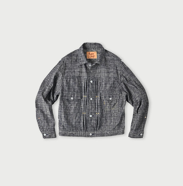 Dash Indigo 908 Basket Pattern Jacquard Thin Denim Jacket Nou