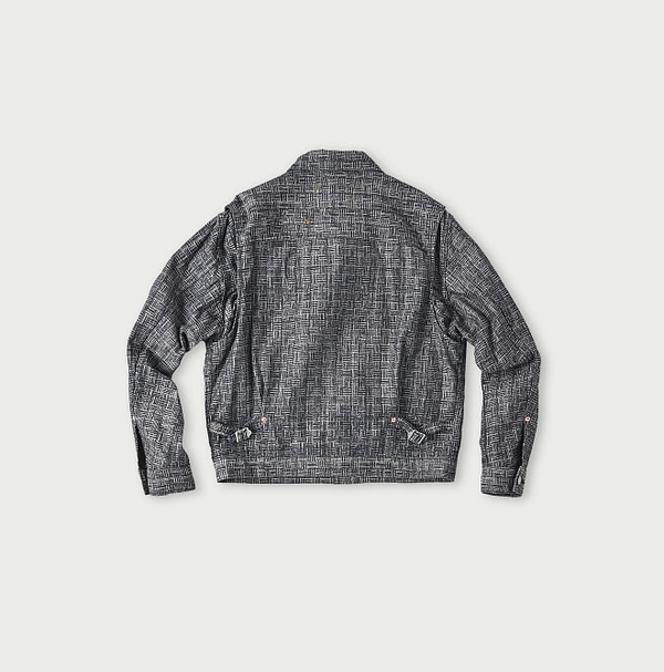 Dash Indigo 908 Basket Pattern Jacquard Thin Denim Jacket Back