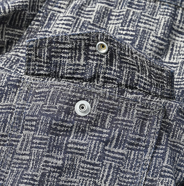 Dash Indigo 908 Basket Pattern Jacquard Thin Denim Jacket Detail