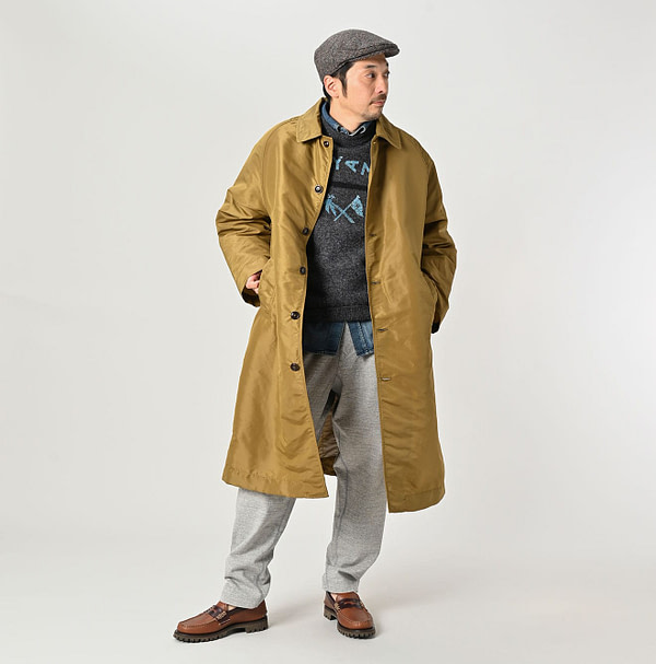 Nylon 908 Stain Collar Coat Male Model