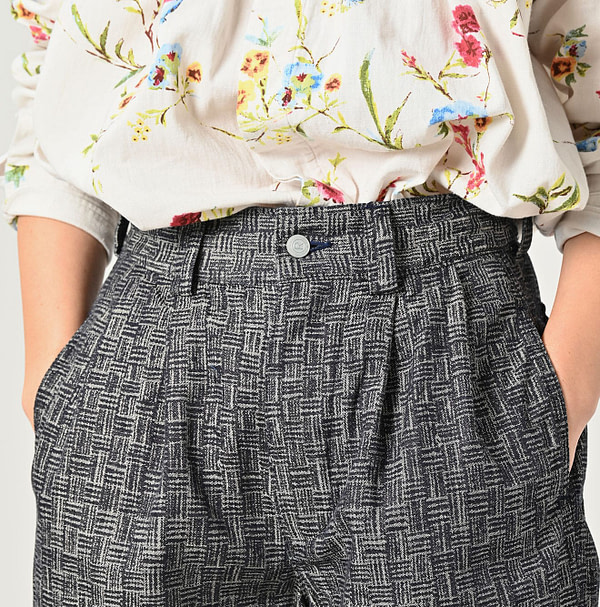 Basket Pattern Jacquard Denim 908 Peg Top Pants Detail