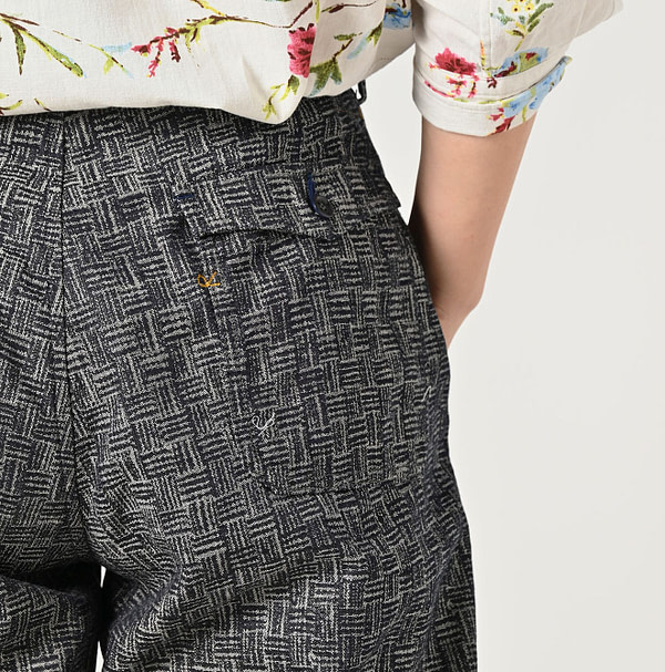 Basket Pattern Jacquard Denim 908 Peg Top Pants Detail