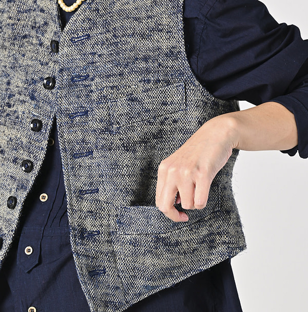 Ai Indian Linen Silk Tweed 908 Vest Detail