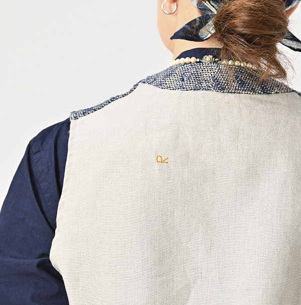 Ai Indian Linen Silk Tweed 908 Vest Detail