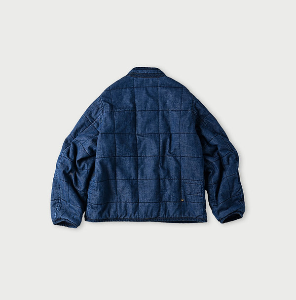 Indigo Distressed 45 Petite Denim x Atsu Nylon Stand Collar Blouson Back