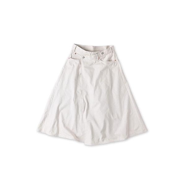 Rye Mugi Denim Crossover Skirt White Itchora