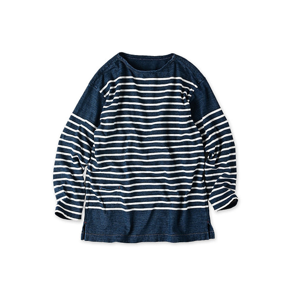 Indigo Basque 908 Shirt Nou (Size 3, 4, 5) Indigo x Kinari Border