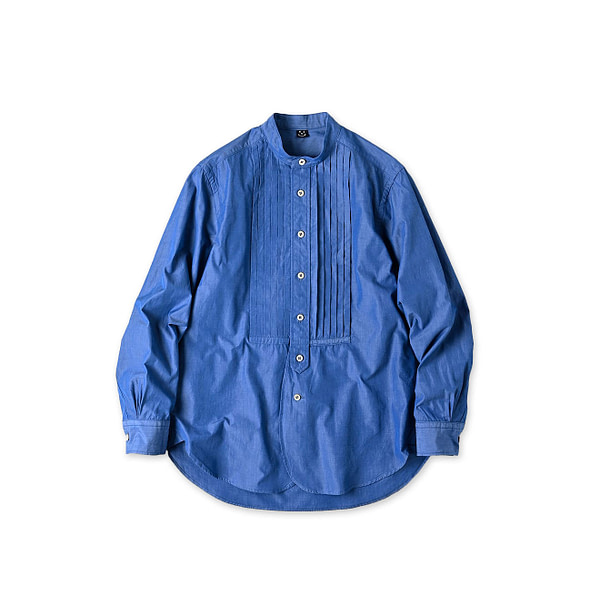 Miko 908 Loafer Pintuck Stand Collar Shirt Blue