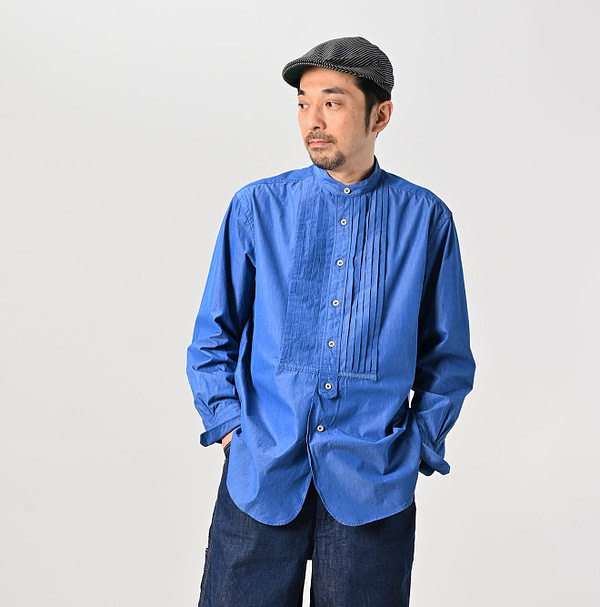 Miko 908 Loafer Pintuck Stand Collar Shirt Male Model