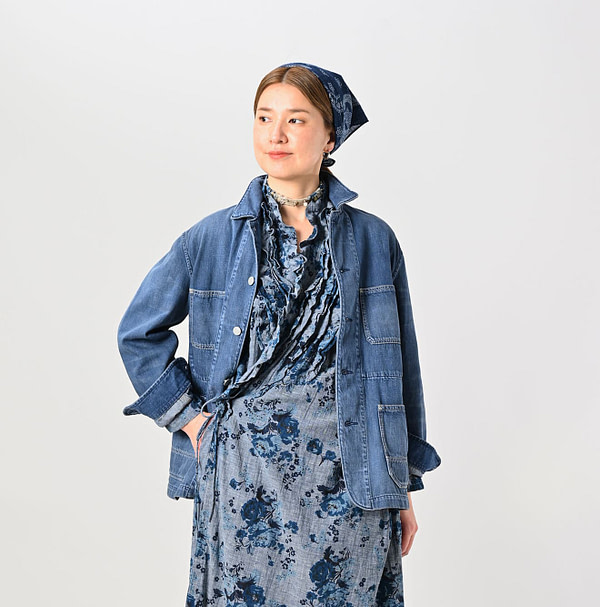 Mon-petit Denim 908 4-pocket Shirt Tan Female Model