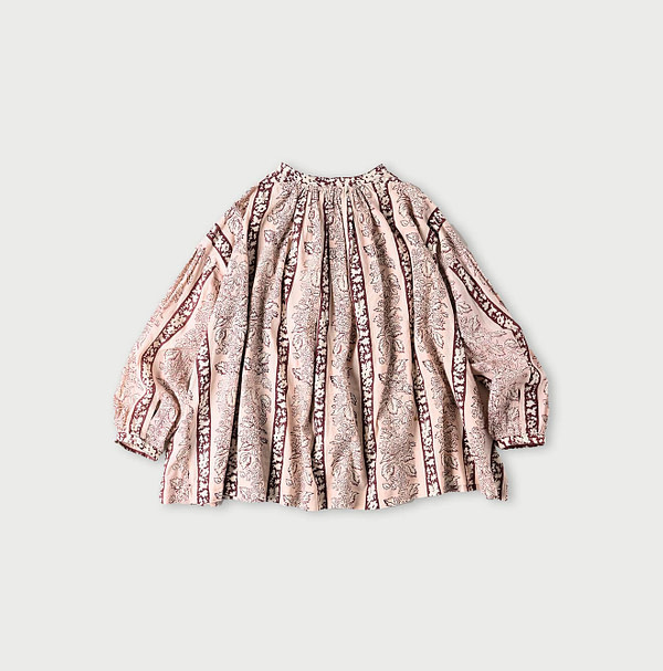 Indian Striped Flower Block Print Smock Blouse Back