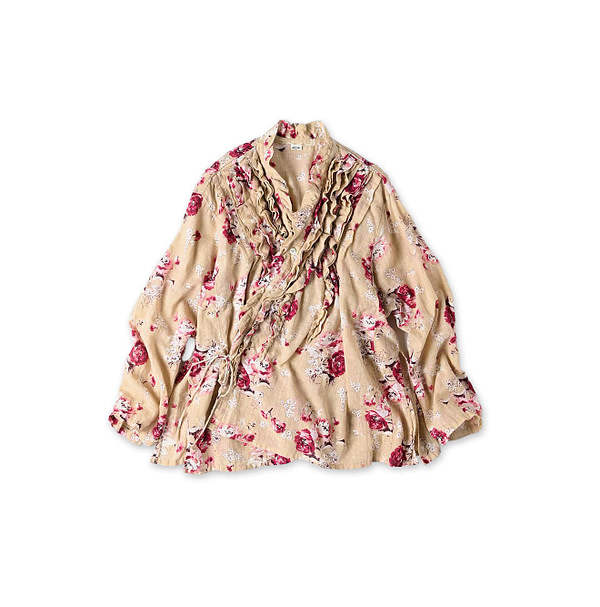 Gauze Rose Print Cache-Coeur Pink