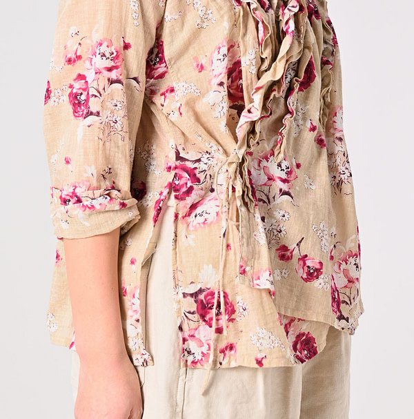 Gauze Rose Print Cache-Coeur Detail