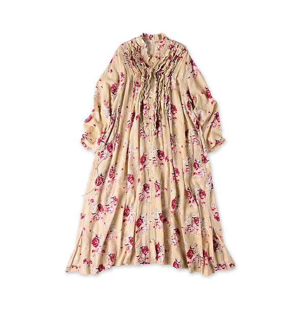 Gauze Rose Print Dress Pink