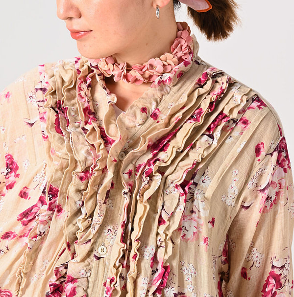 Gauze Rose Print Dress Detail