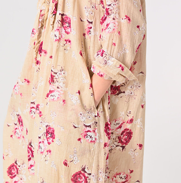 Gauze Rose Print Dress Detail