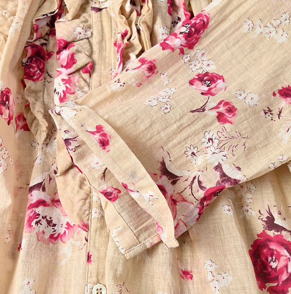 Gauze Rose Print Dress Detail