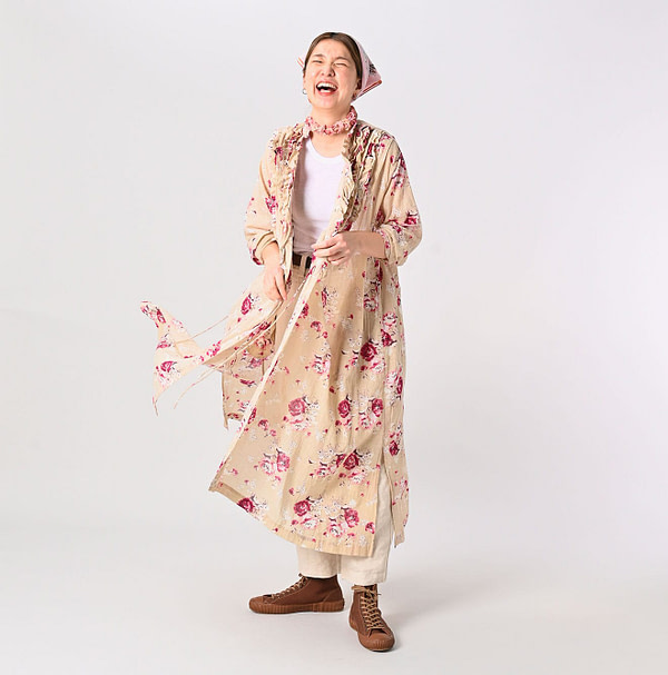 Gauze Rose Print Dress Female Model