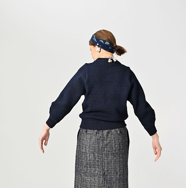 Indigo Puff Sweater Female Model